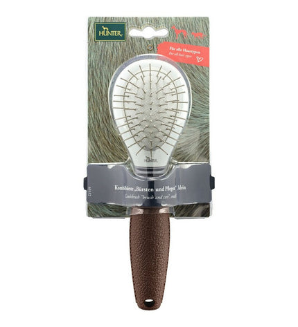 Hunter Ontwar Haarborstel 2-in-1 for dogs, pet grooming tool with comb and brush for effective fur detangling.