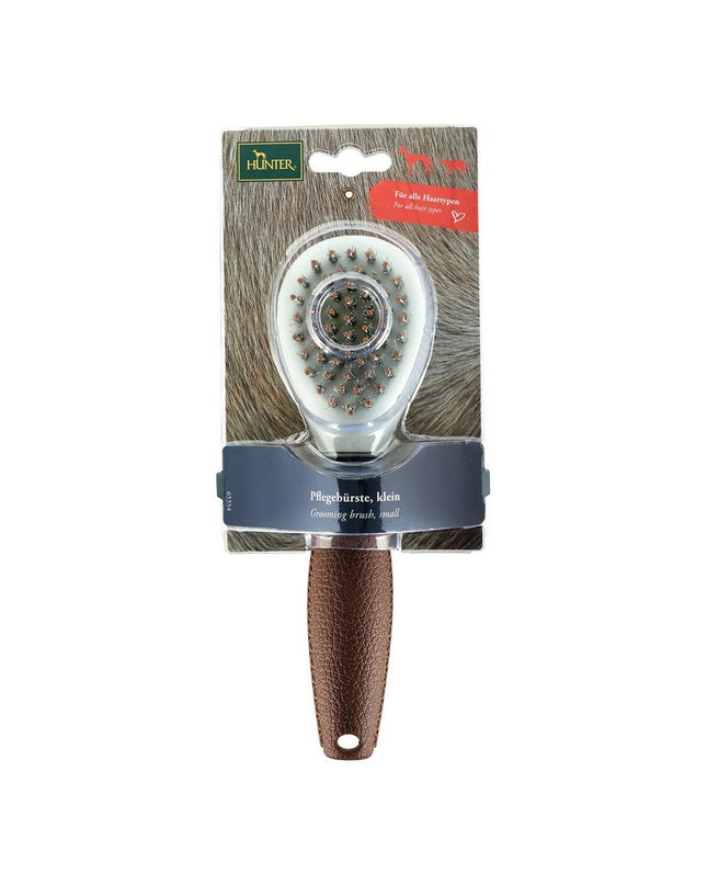 Hunter hondenkam for grooming, with fine teeth and ergonomic handle, suitable for detangling and brushing dog coats.