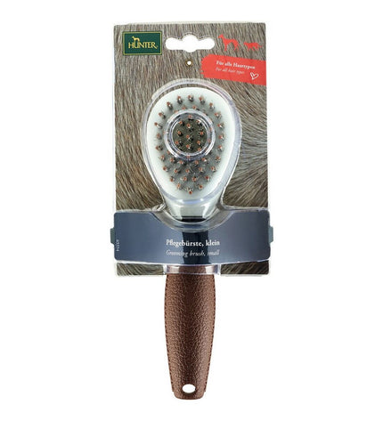 Hunter hondenkam with wooden handle and metal teeth, ideal for grooming and detangling dogs.