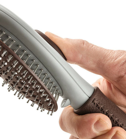 Hunter Zelfreinigende hondenhaarborstel for pets, featuring ergonomic design and self-cleaning function for easy grooming.