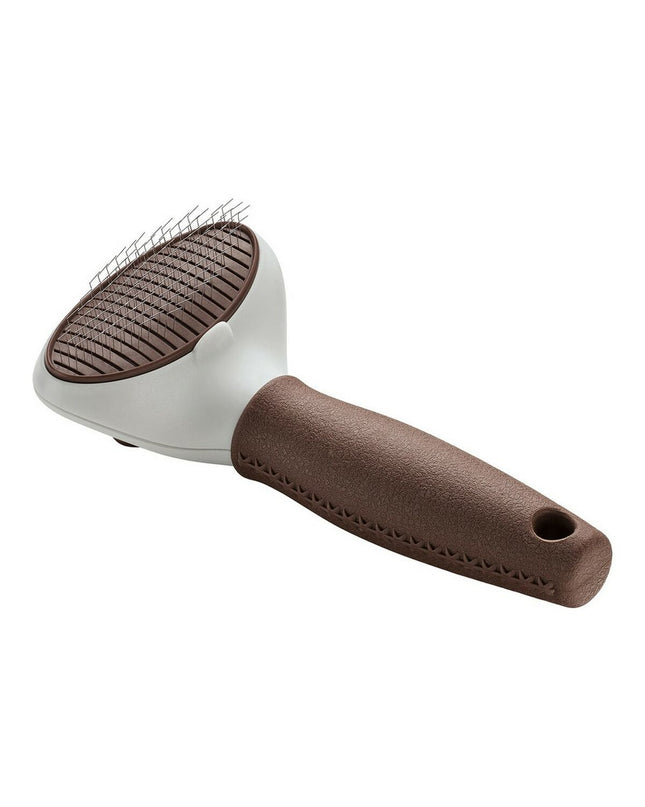 Hunter Zelfreinigend hondenborstel with ergonomic handle, designed for easy grooming and shedding control in dog grooming.