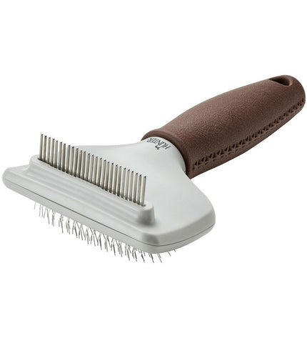 Hunter Rugkammen 2-in-1 dog grooming brush with dual sides for detangling and smoothing dog fur, made for easy pet grooming.