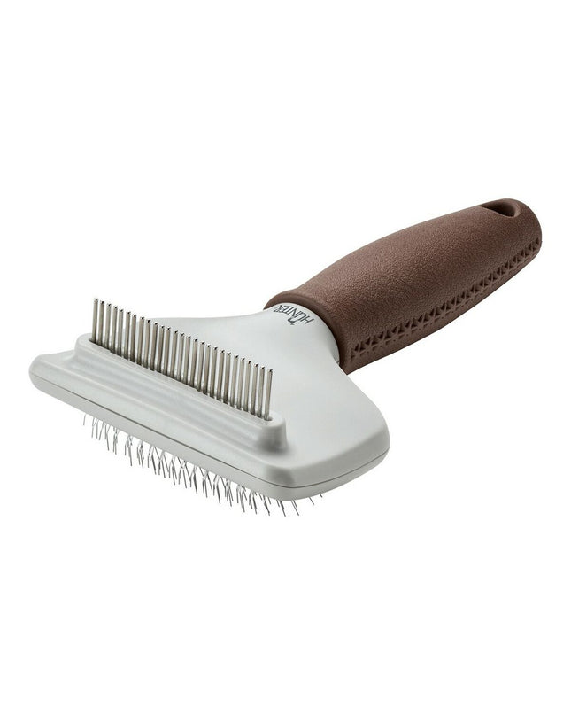 Hunter Rugkammen 2-in-1 dog grooming brush with dual sides for detangling and smoothing dog fur, made for easy pet grooming.