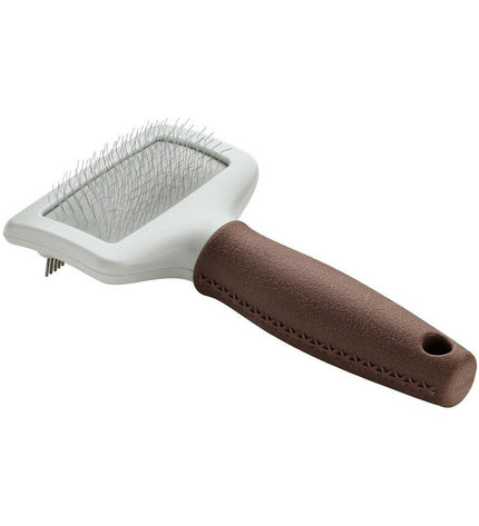 Hunter Rugkammen 2-in-1 dog brush with wooden handle, designed for grooming and detangling dogs' coats.