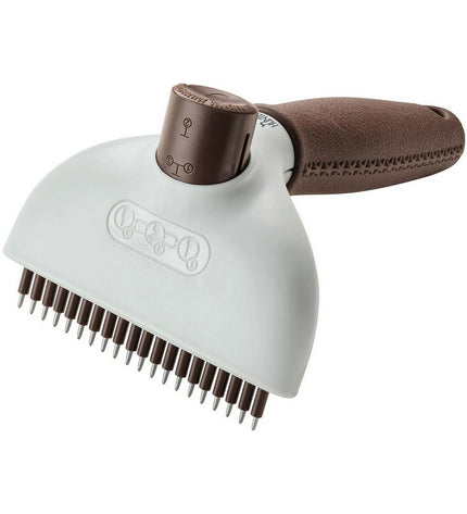 Hunter self-cleaning dog hairbrush with rustproof stainless steel bristles, designed for easy grooming and detangling of pets.