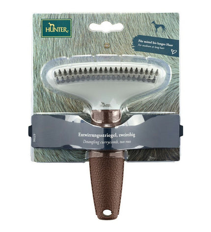 Hunter Ontwar Haarborstel for dogs, showing the grooming brush with ergonomic handle and bristles for detangling pet fur.