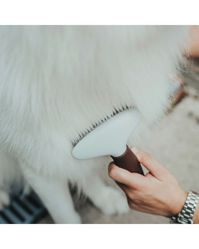 Hunter Ontwar Haarborstel for dogs, a sturdy grooming brush with metal teeth for easy detangling and grooming of canine coats.