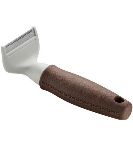 Hunter Dematteerkam for dogs with gentle metal teeth, designed for detangling and grooming furry dog coats.