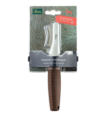 Hunter Dematteerkam for dogs with half-moon shape, ideal for grooming and dematting pet fur.