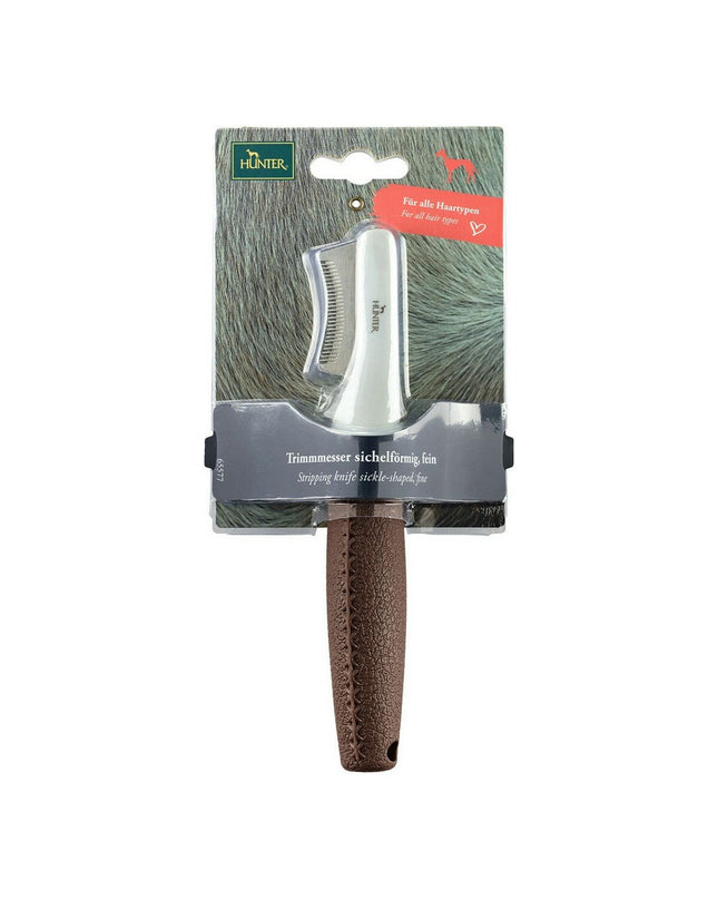 Hunter Dematteerkam for dogs with half-moon shape, ideal for grooming and dematting pet fur.
