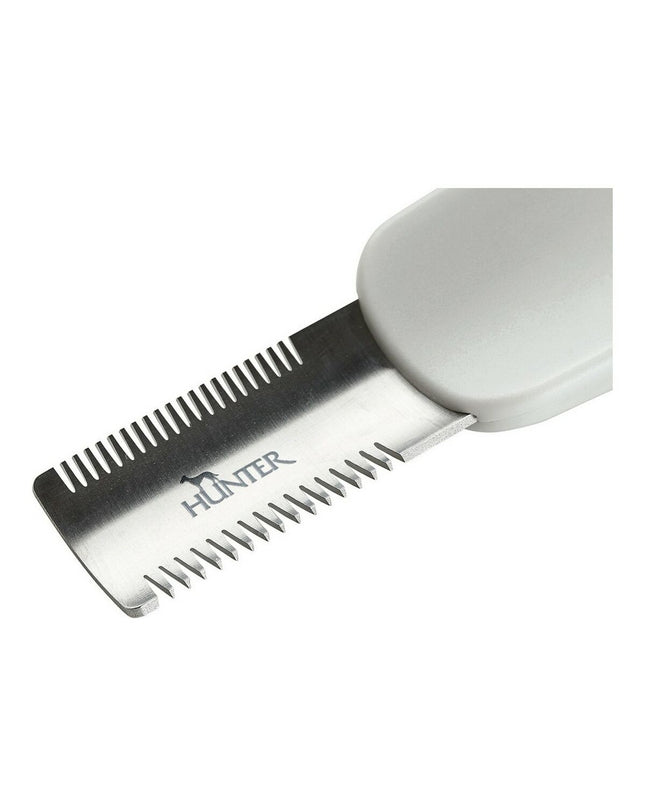 Hunter Dematteerkam for dogs with double-sided metal teeth, designed for grooming and detangling dog fur.