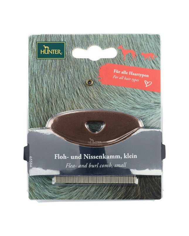 Hunter Dematteerkam for dogs, a grooming tool with metal teeth designed to detangle and smooth dog coats.