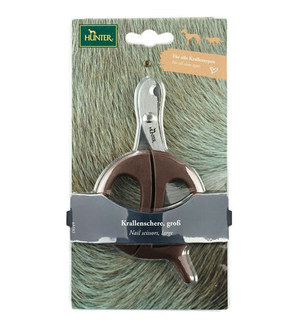Hunter stainless steel dog nail clipper in size L with sharp cutting blades and ergonomic handle for easy grooming.