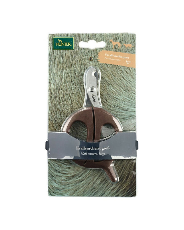 Hunter stainless steel dog nail clipper in size L with sharp cutting blades and ergonomic handle for easy grooming.