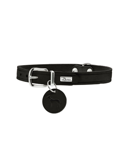 Hunter Aalborg black dog collar for large dogs, adjustable 45-55 cm, made of durable material, suitable for everyday use.