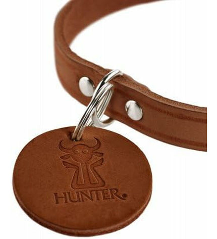 Hunter Aalborg brown dog collar for medium-sized dogs, adjustable 20-32 cm, made of durable material.