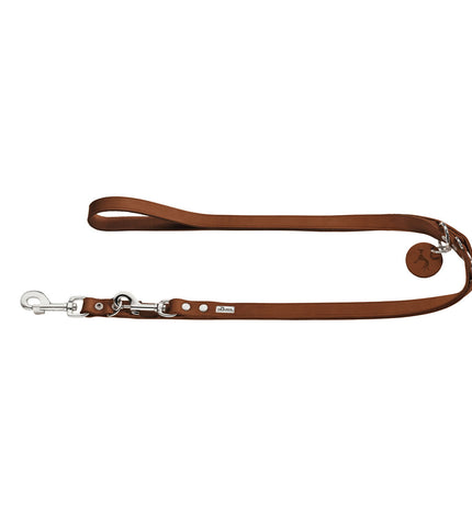 Hunter Bruin 200 cm dog leash made of durable material, shown in brown with metal clasp and adjustable length.