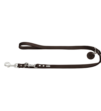 Hunter adjustable 2m brown leather dog leash, made of durable leather, suitable for walking and training dogs.