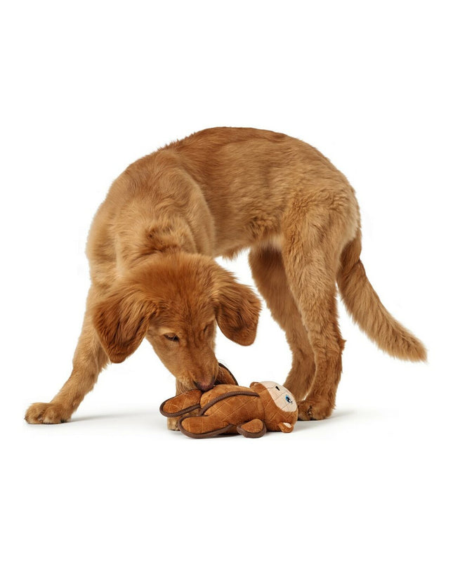 Hunter Togh Toys hondenknuffel in bruin polyester, 25 cm aap met zachte vulling, geschikt voor honden speelgoed.