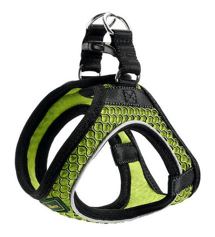 Hunter Hilo-Comfort dog harness in lime green, size S, adjustable for neck 42-48 cm, made for comfortable dog walking.