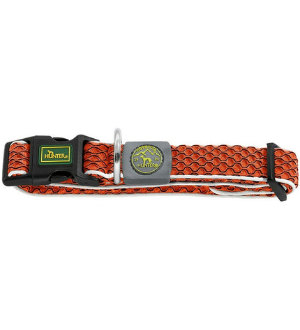 Hunter Basic Draad orange dog collar for small dogs, adjustable size 30-43 cm, with a secure buckle and durable design.