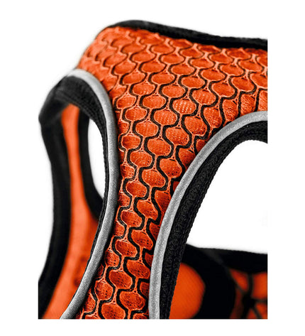 Hunter Hilo Comfort dog harness in orange, adjustable for medium-sized dogs 55-60 cm, featuring padded design for comfort.