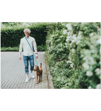 Hunter HILO dog leash in brown, 200 cm length, durable nylon material, suitable for walking and training dogs.