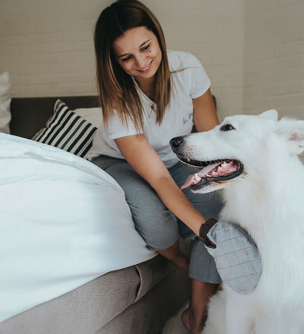 Hunter Geborsteld hondenhandschoenen, dierproducten, soft brushed fabric with durable construction for pet grooming or handling.