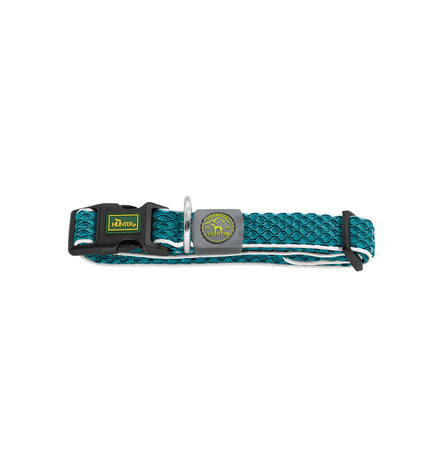 Hunter turquoise dog collar for large dogs, featuring durable nylon material and adjustable strap for a comfortable fit.