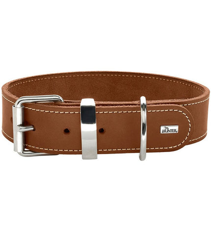 Hunter Special Cognac dog collar for medium-sized dogs, adjustable 28-34 cm, made of quality leather in a rich cognac color.
