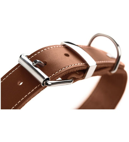 Hunter Special Cognac dog collar in cognac leather, adjustable 28-34 cm, for stylish and comfortable pet wear.