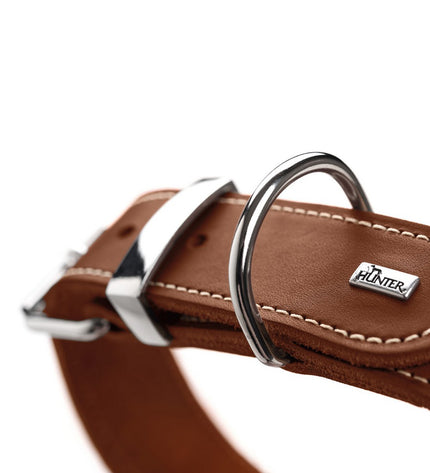 Hunter Aalborg Special Cognac dog collar for medium-sized dogs, 40-48 cm, made of durable leather with stylish design.