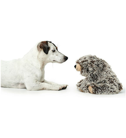 Hunter Faro brown and gray polyester dog plush toy featuring a bear design, ideal for dogs to chew and play.