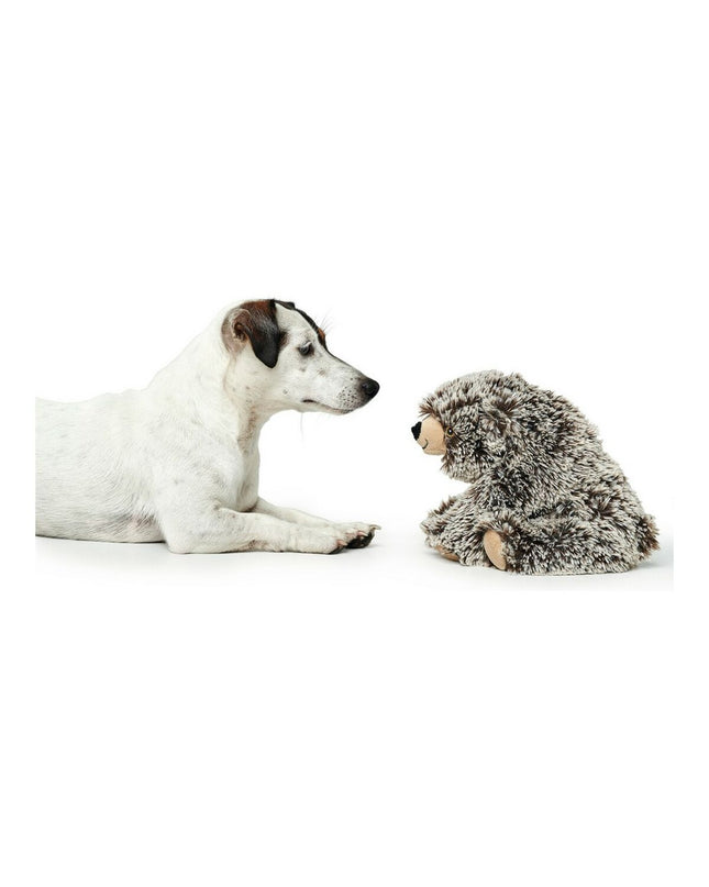 Hunter Faro brown and gray polyester dog plush toy featuring a bear design, ideal for dogs to chew and play.