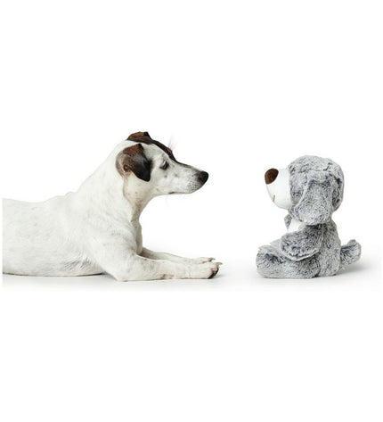 Hunter Faro gray polyester dog plush toy, soft and durable for dogs, shown in a close-up image.