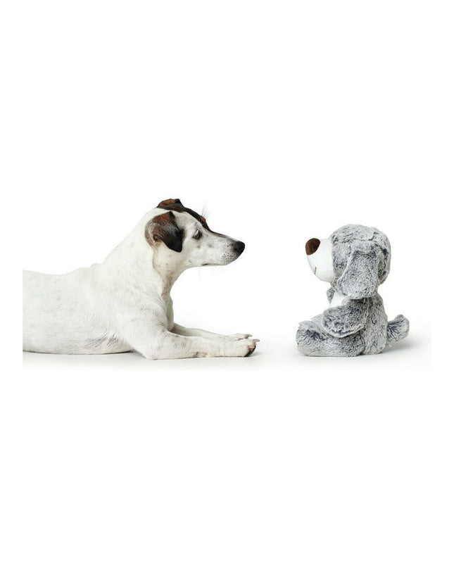Hunter Faro gray polyester dog plush toy, soft and durable for dogs, shown in a close-up image.