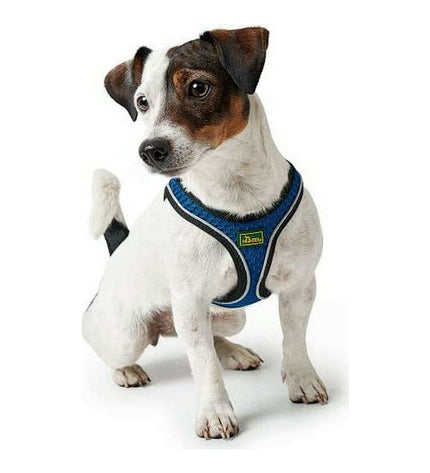 Hunter Hilo-Comfort blue dog harness for small breeds, XXS size (26-30 cm) with padded design for comfortable walks.