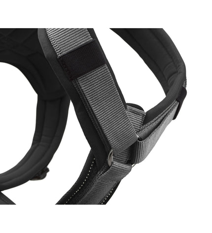 Hunter Maldon Up black dog harness for small/medium dogs, adjustable 46-82 cm, sturdy nylon with padded design.