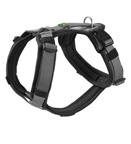 Black Hunter Maldon Up dog harness for small/medium dogs, adjustable from 46 to 82 cm, with padded straps and secure buckle.