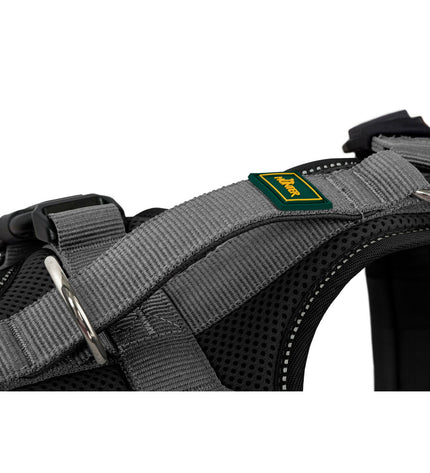 Hunter Maldon Up black dog harness for small/medium dogs, adjustable 46-82 cm, durable nylon with quick-release buckle.