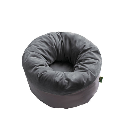 Gray Hunter Miranda dog bed in 50x50 cm with soft fabric and cushioned sides, designed for comfort and support.