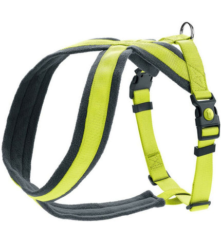Hunter London Comfort dog harness in lime green, adjustable size S/M for 52-62 cm neck, made for comfortable fit and control.