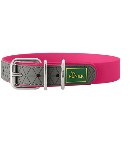 Hunter Convenience pink dog collar for small/medium dogs, showing adjustable strap and durable design.