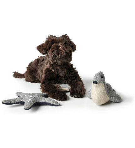 Hunter Skagen dog plush toy in dark blue and gray polyester with star design, suitable for dogs.