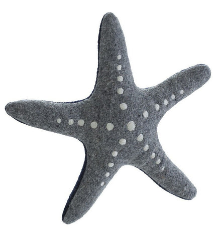 Dark blue and gray Hunter dog plush toy with star design, made of soft polyester, suitable for playful and cuddly dogs.