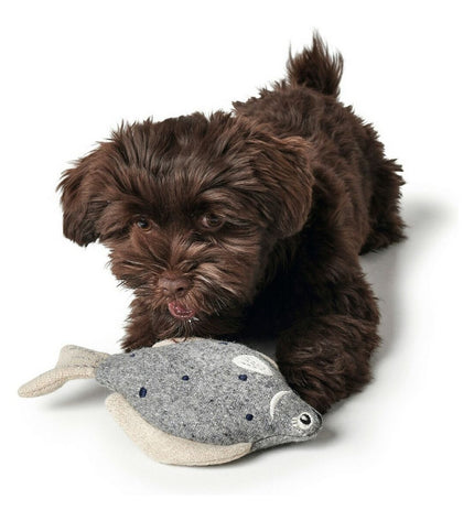 Hunter Skagen gray polyester dog plush toy, soft and durable dog toy for pets, designed for playful chewing and comfort.