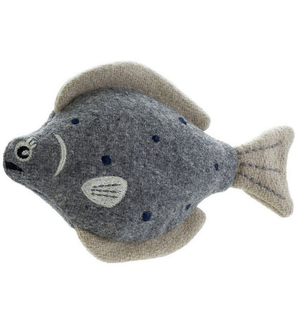 Hunter Skagen grijze hondenknuffel met polyester vis, zacht en geschikt voor honden, dierproducten van Hunter.
