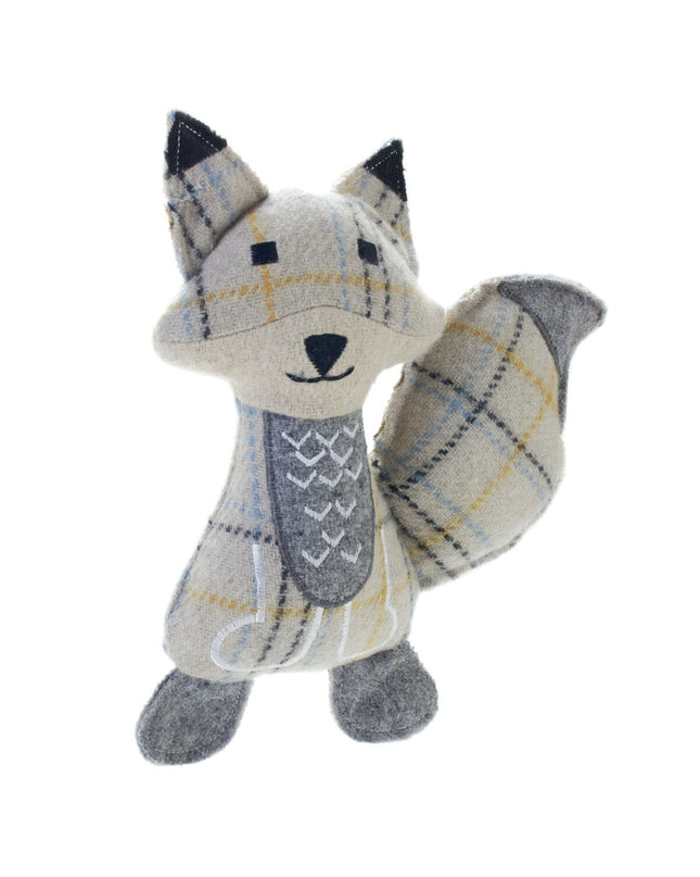 Hunter beige dog plush toy made from 100% recycled fox material, soft and durable for dogs to play with.