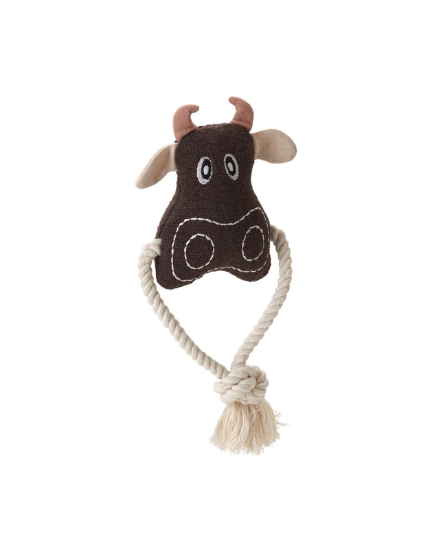 Hunter Nebraska Bruin polyester dog toy shaped like a cow, durable and soft for playful training and chewing.