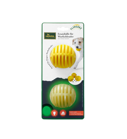 Yellow Hunter rubber dog toy featuring a durable, textured design for dogs to chew and play with.